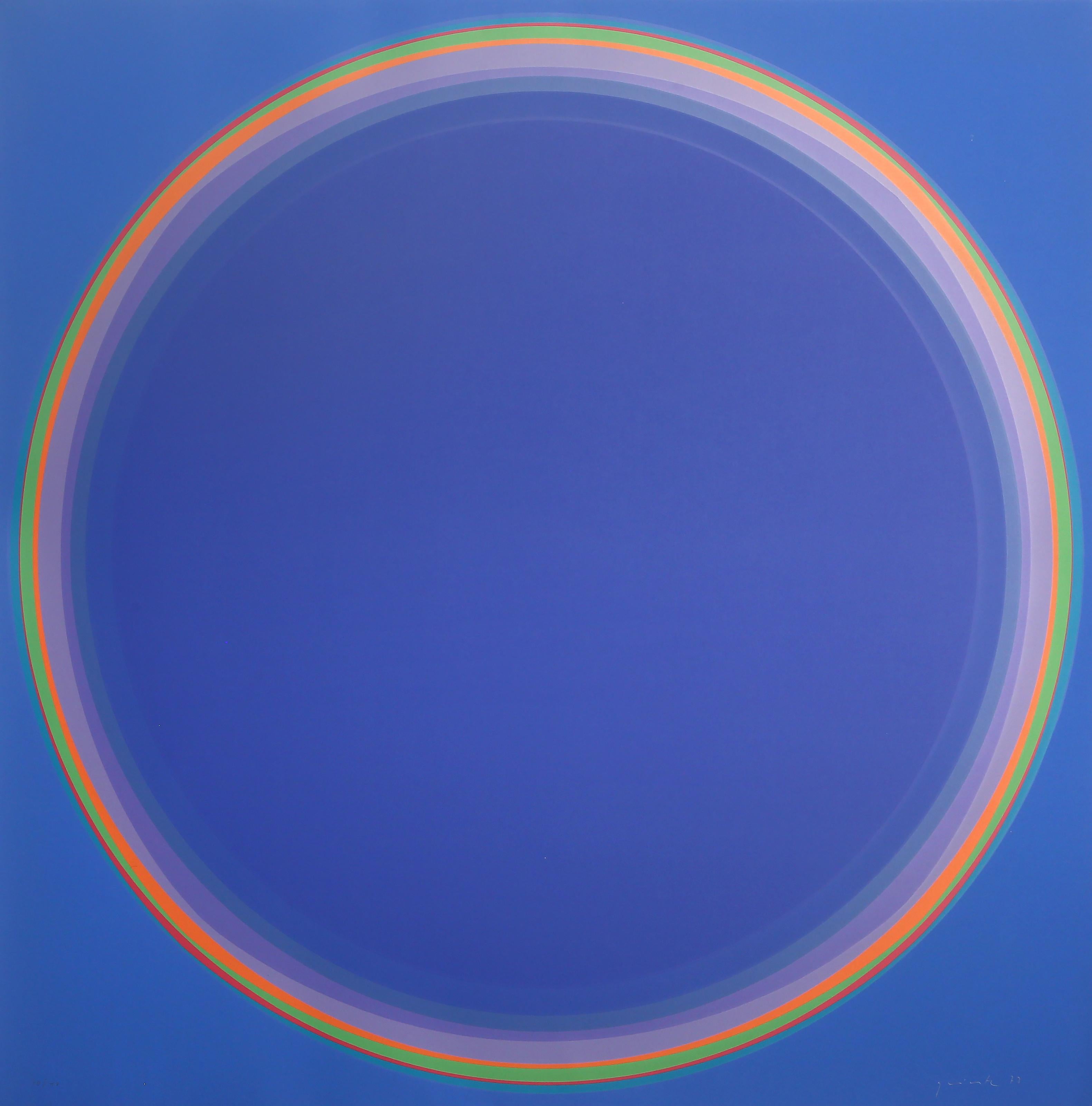 Corona Blue, Abstract Geometric Screenprint by Lothar Quinte