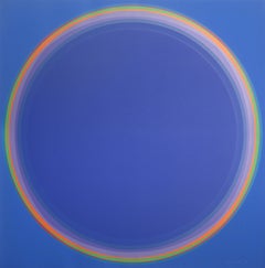 Corona Blue, Abstrakter geometrischer Siebdruck von Lothar Quinte