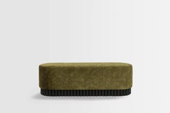 LOTO Bench, Black finished Oak wood and Green Velvet