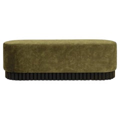 LOTO Bench, Black finished Oak wood and Green Velvet