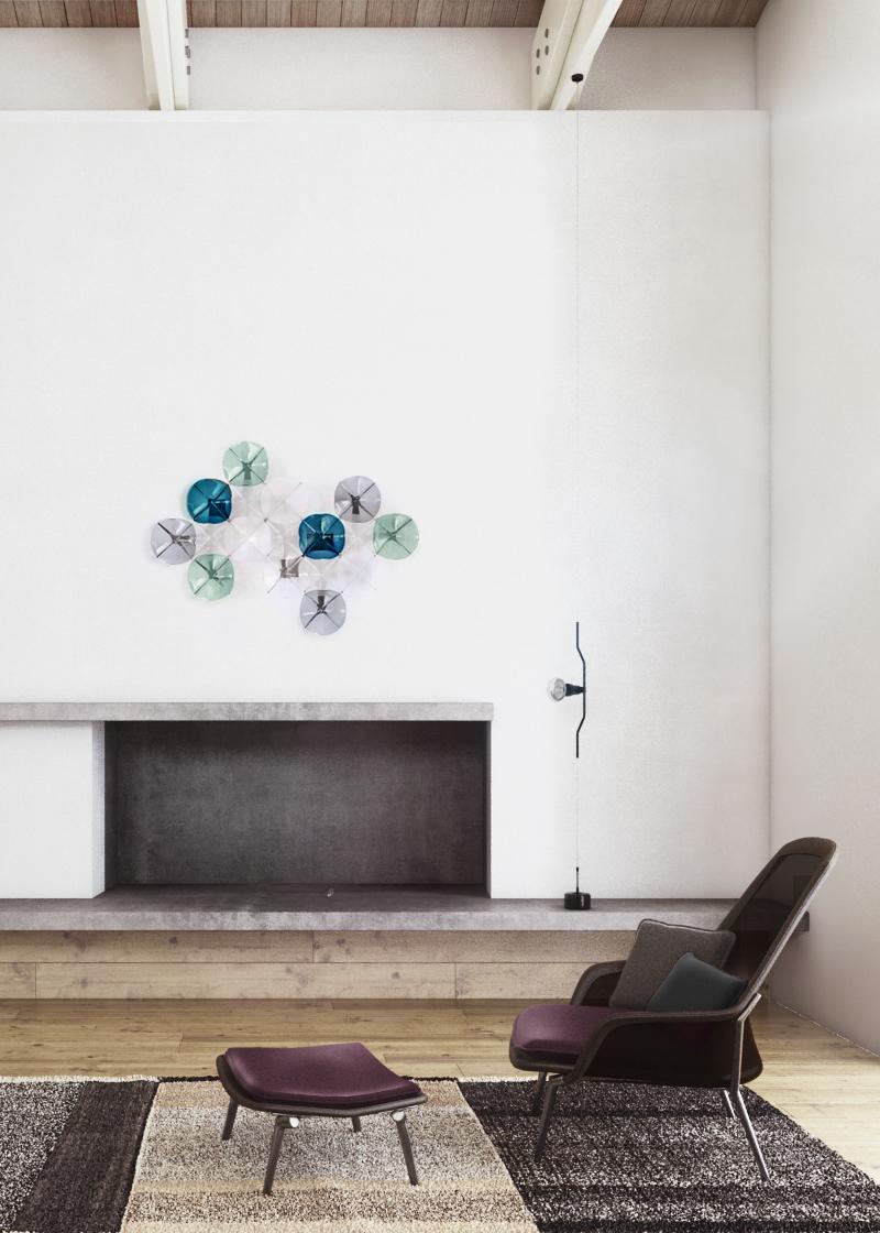 Moulé LOTO Applique murale en mosaïque de verre bleu et vert Fait à la main à Barcelone en vente