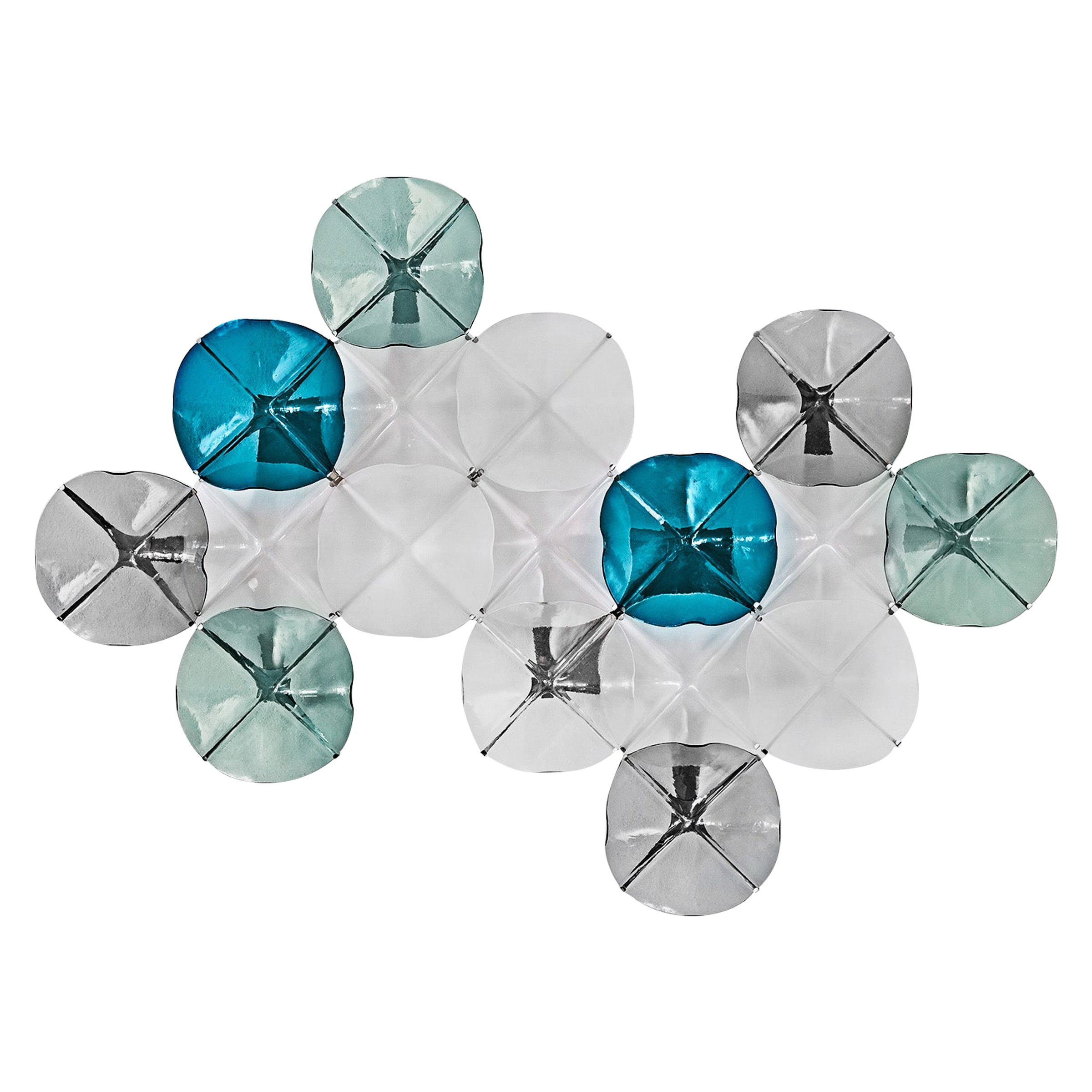 LOTO Blue and Green Glass Mosaic Wall Sconce Handmade in Barcelona