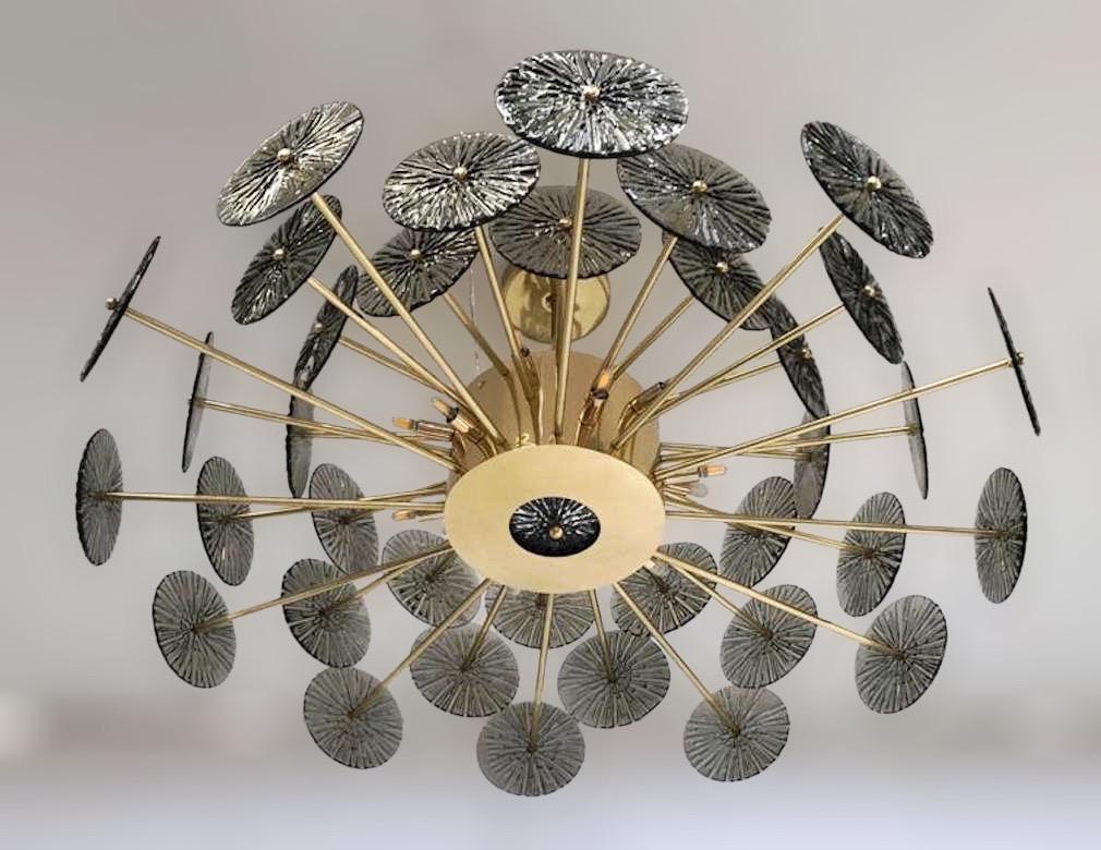 Brass Loto Discs Chandelier by Fabio Ltd For Sale