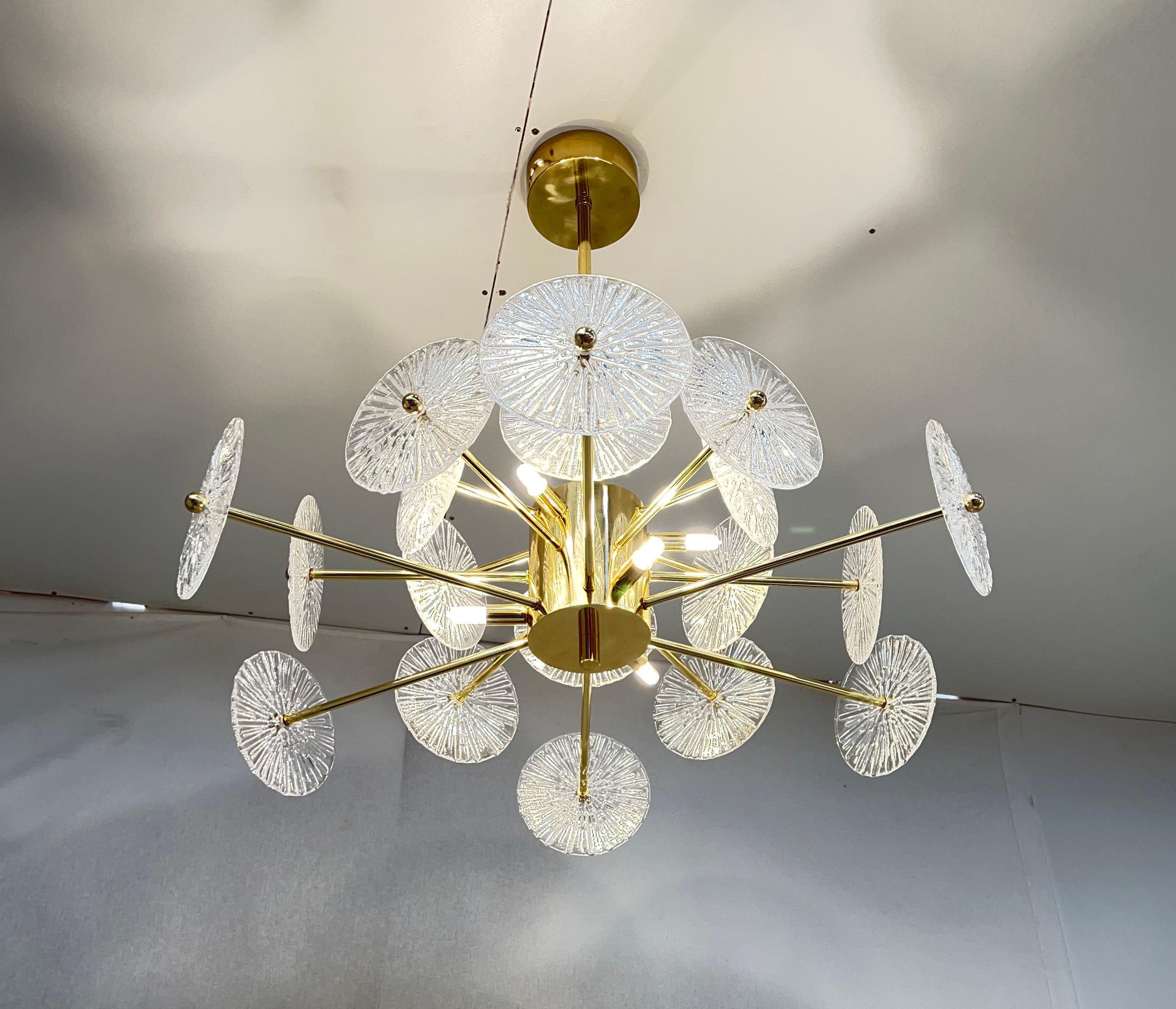 Vetro di Murano Lampadario Loto Discs di Fabio Ltd in vendita