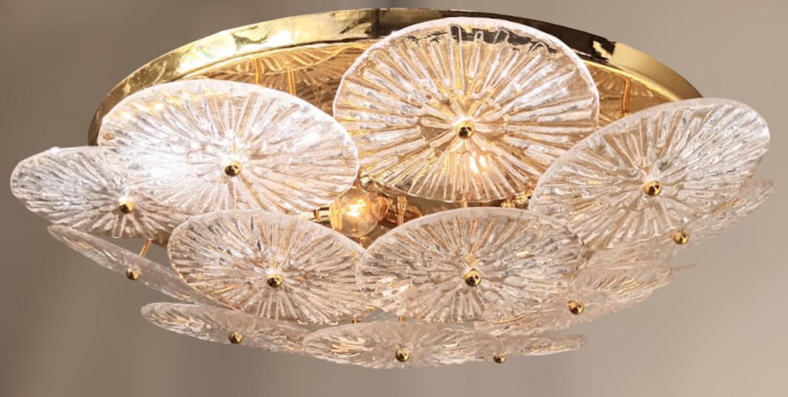 Murano Glass Loto Flush Mount by Fabio Ltd For Sale