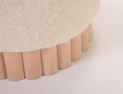 Loto Pouf, Buche, Tzalam oder geschwärzte Eiche Wood und Leder oder Stoff