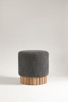 Loto Pouf, Black and White Boucle by Peca
