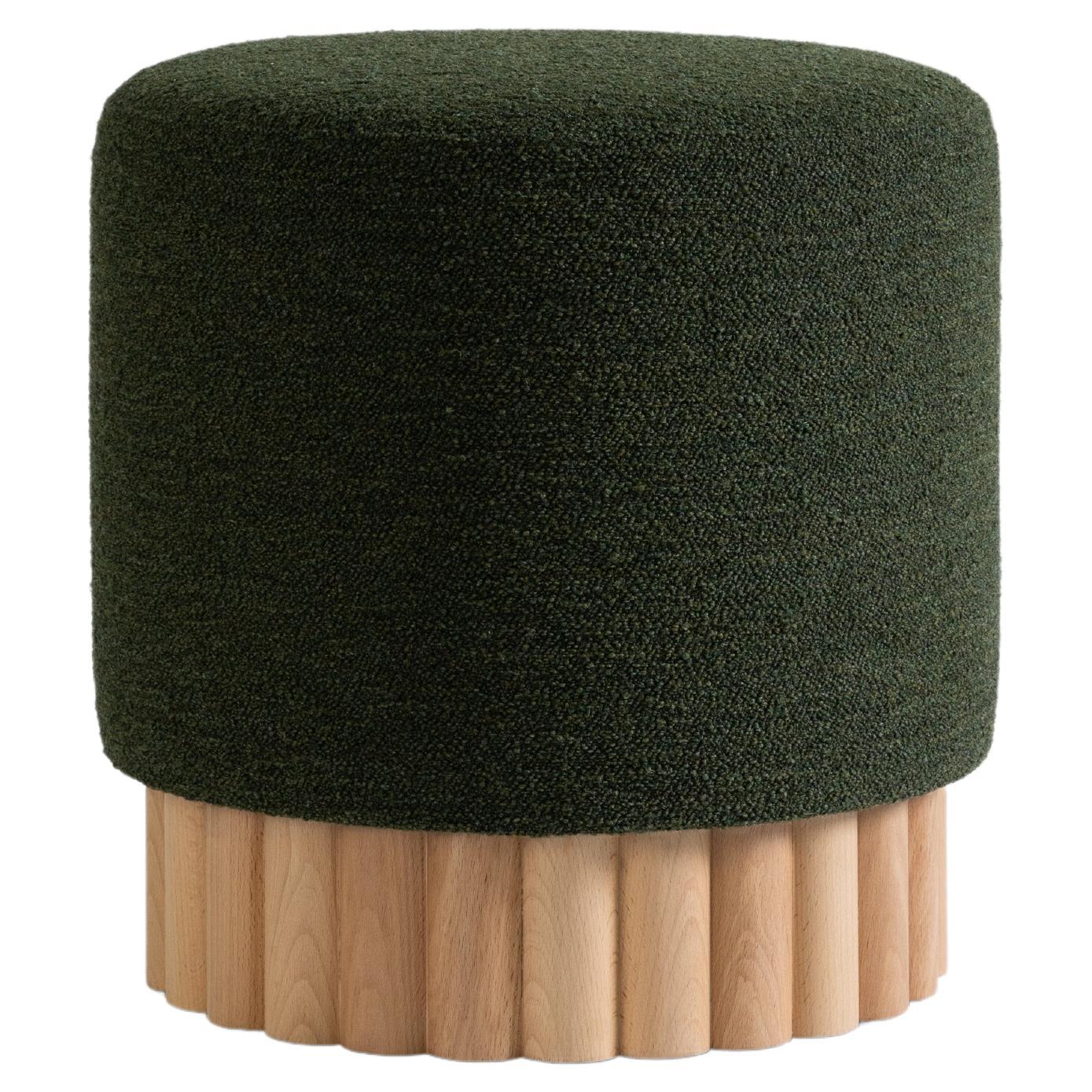 LOTO Pouf in Green Boucle by Peca For Sale