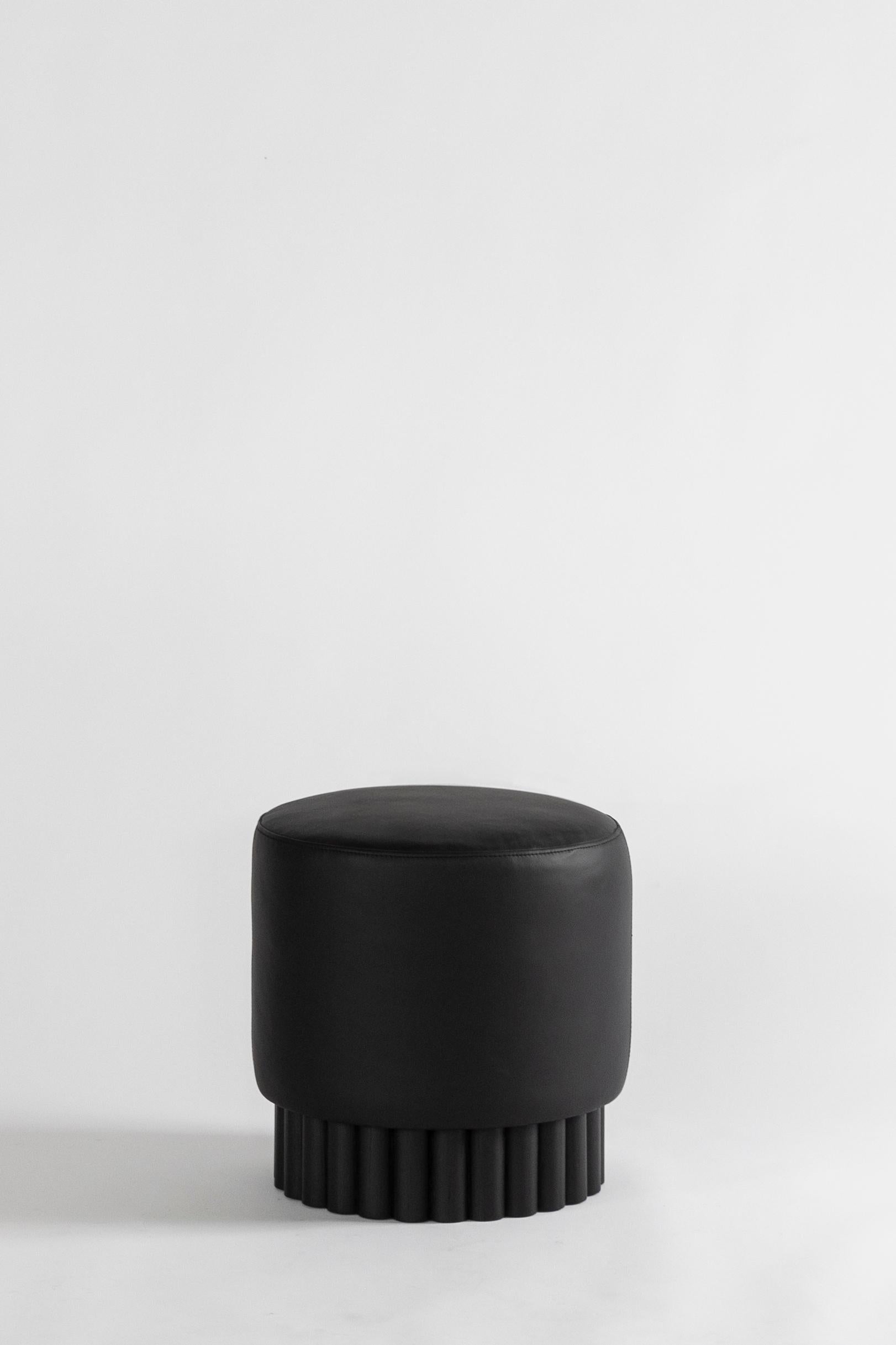 Mexican LOTO Pouf in Leather by Peca For Sale