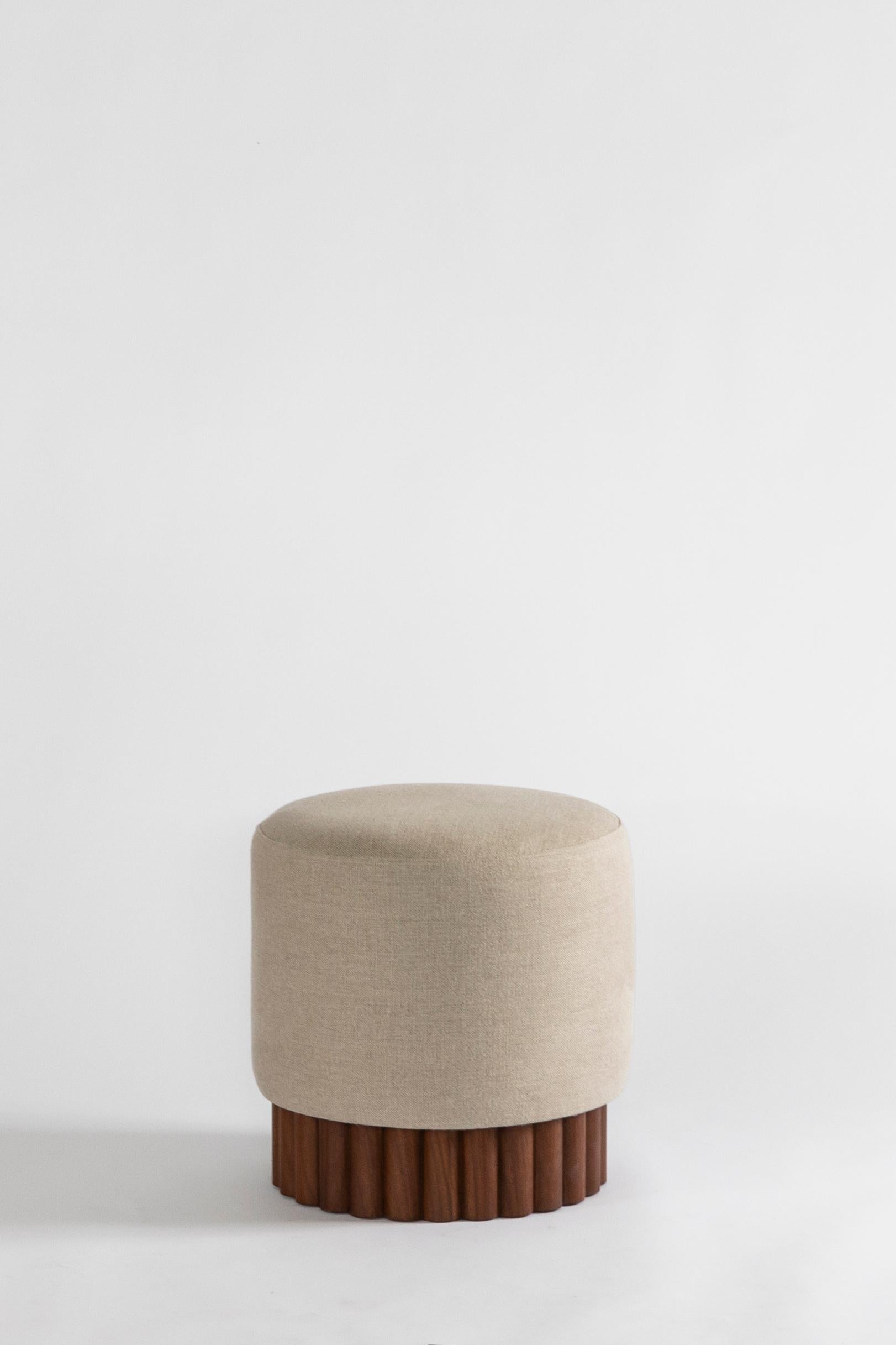 Minimalist  LOTO Pouf in Linen by Peca For Sale