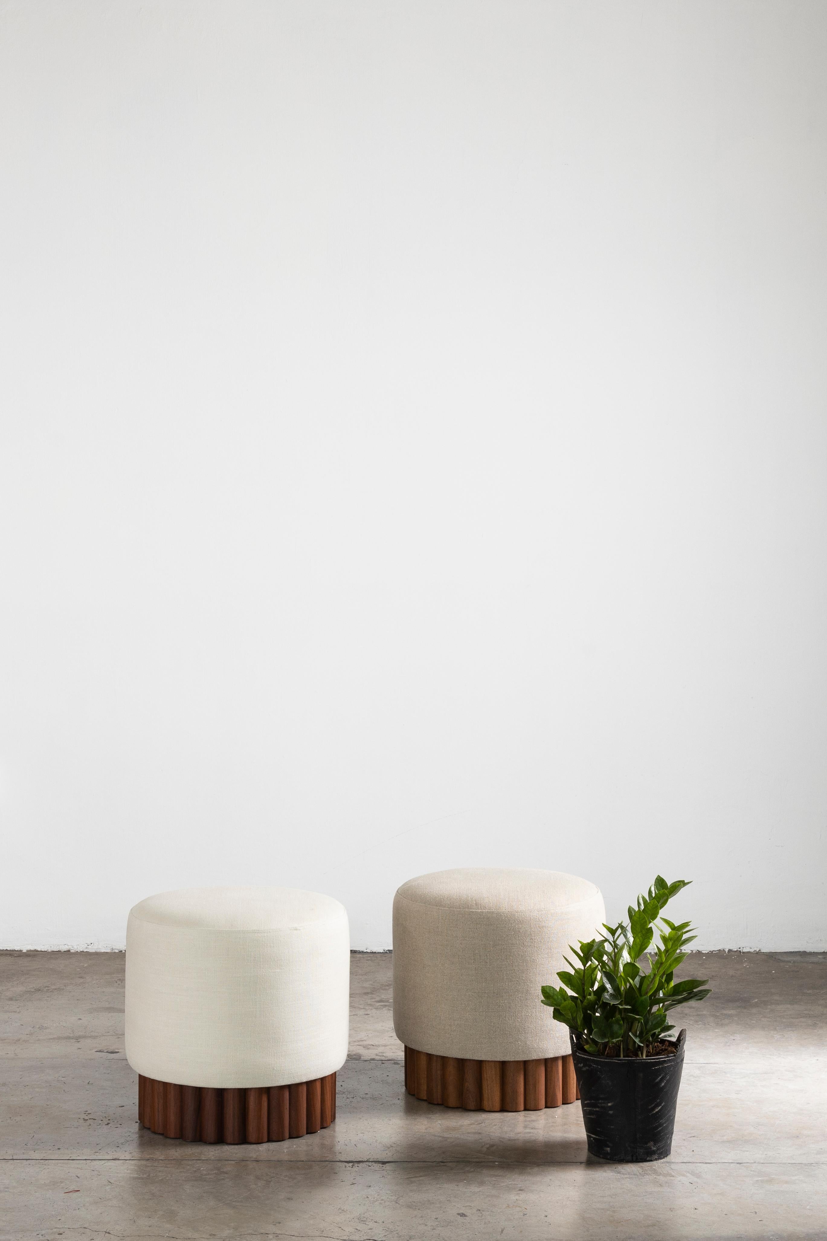 Hand-Crafted  LOTO Pouf in Linen by Peca For Sale
