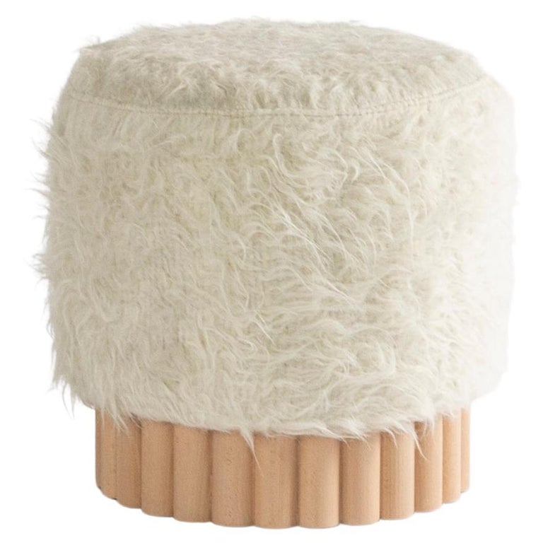LOTO Pouf in Long Pile Shag Wool by Peca For Sale at 1stDibs