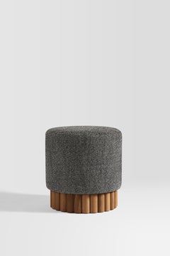 Loto Pouf, Outdoors in Bouclé Black & White