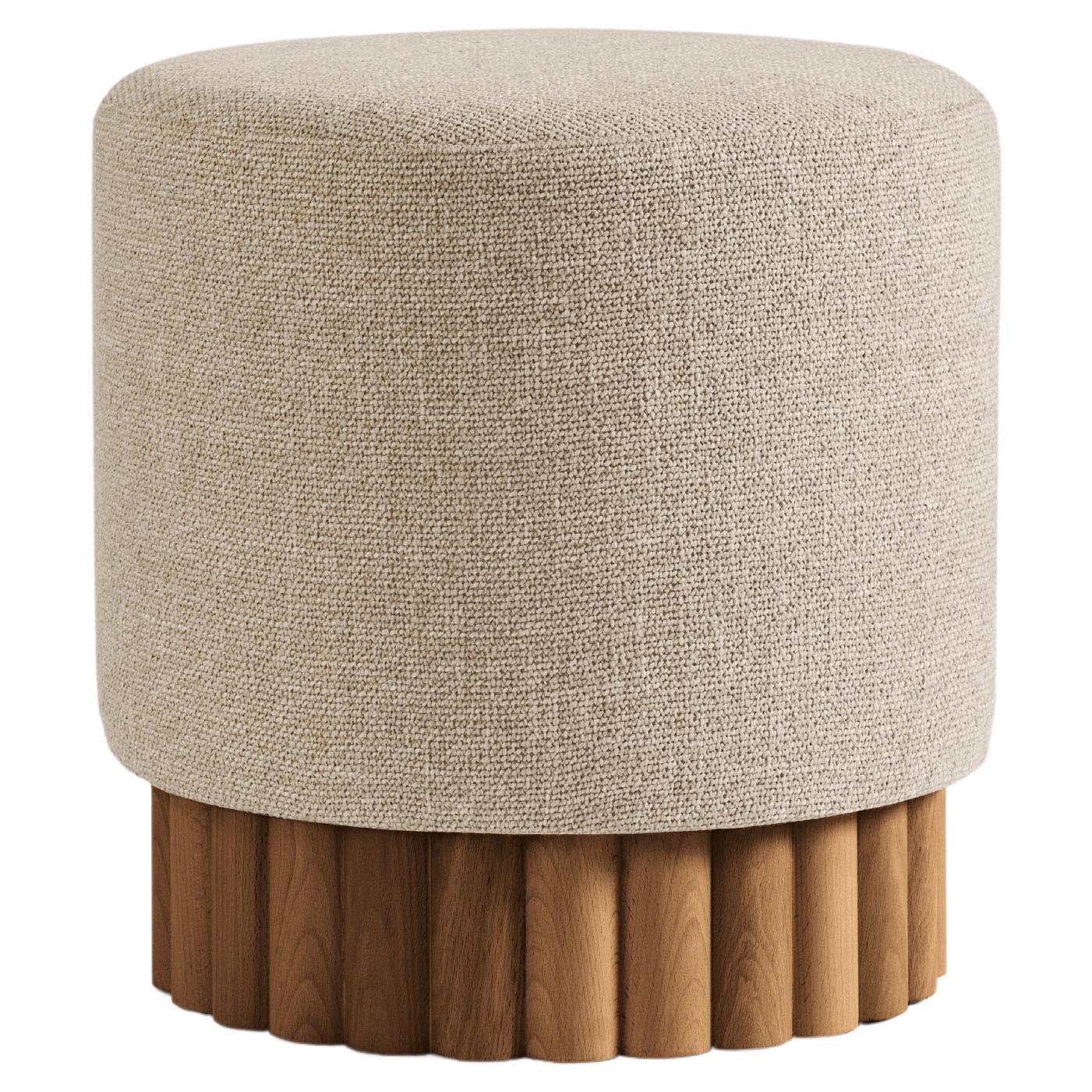 Loto Pouf, Outdoors in Wheat Bouclé  For Sale