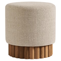 Loto Pouf, Outdoors in Wheat Bouclé 