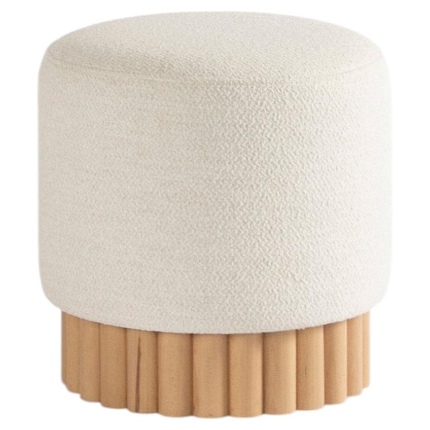 LOTO Pouf in White Boucle