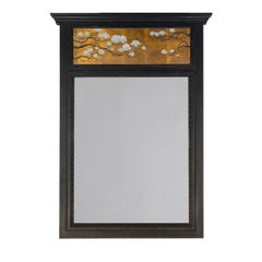 Loto Rectangular Floral Black Wooden Mirror by Spini Firenze