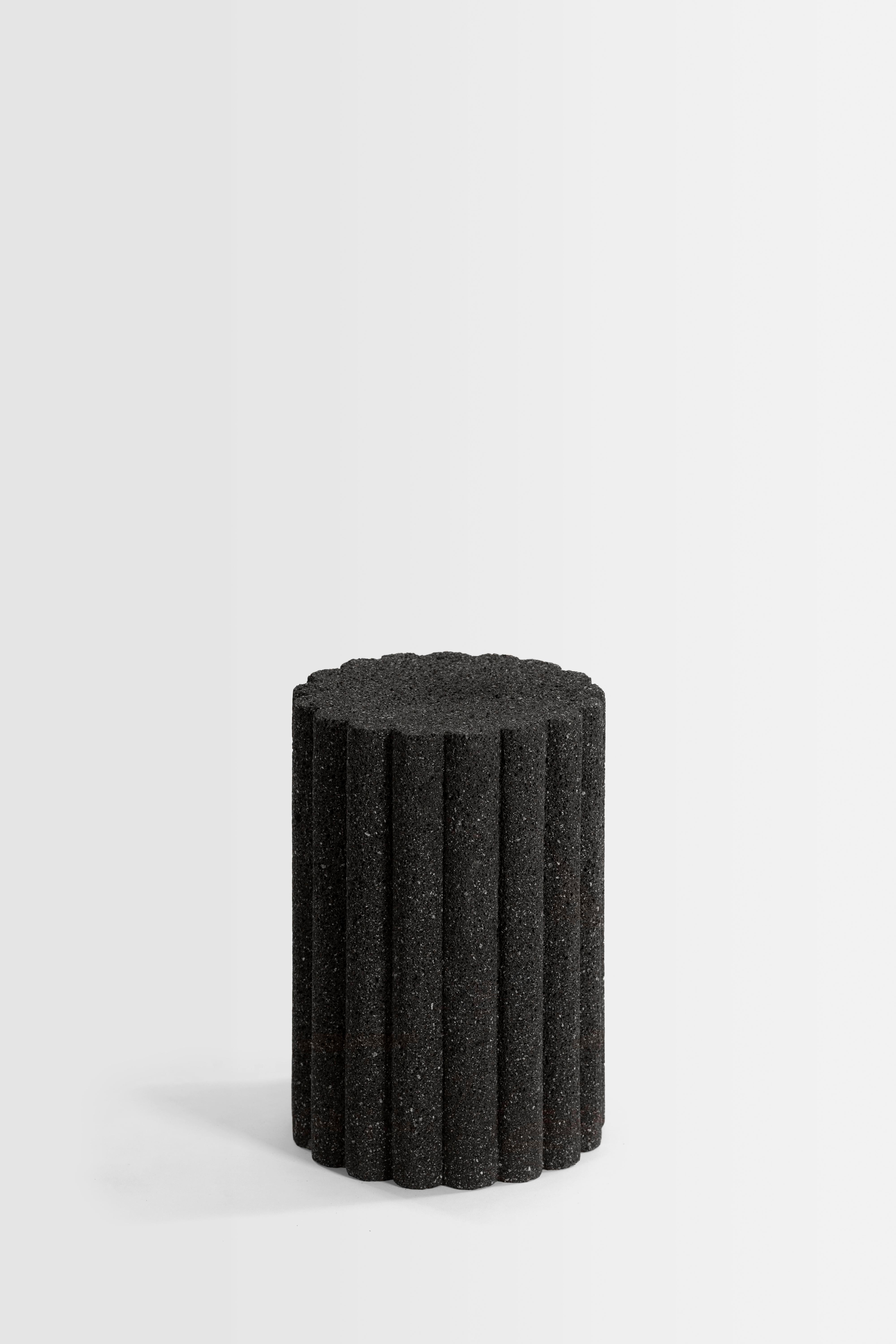 Loto Roca is exploration personified. These volcanic stone monoliths have been carved mastering a meditative process with chisel and hammer. It comes in two different width presentations and two different heights recalling esthetic character of the