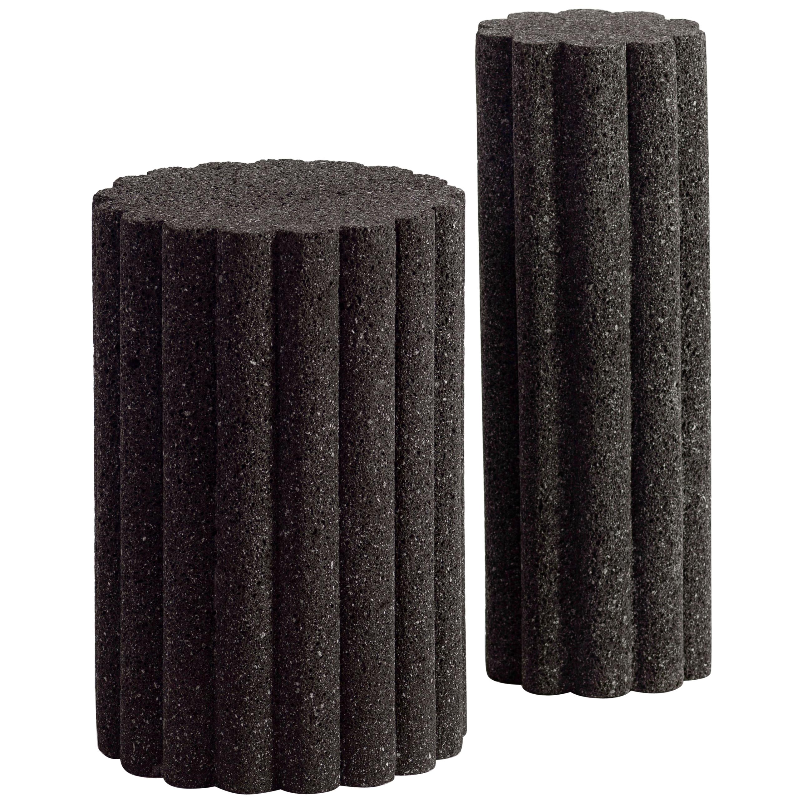 Loto Roca Side Tables, Set of 2, Volcanic Stone For Sale