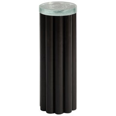 Loto Side Table Tall,  Black Oakwood and Fusion Glass