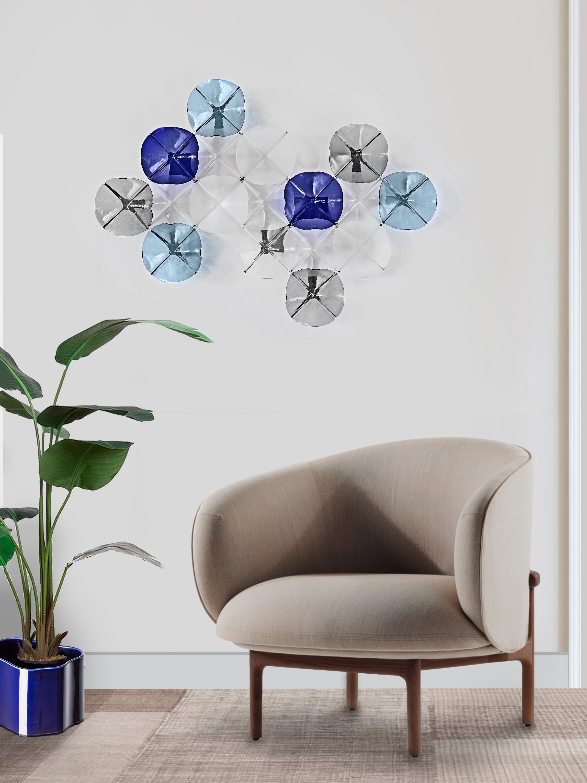 Spanish LOTO wall art piece. Artisan glass 3D mosaic. Handmade in Barcelona, Spain. For Sale