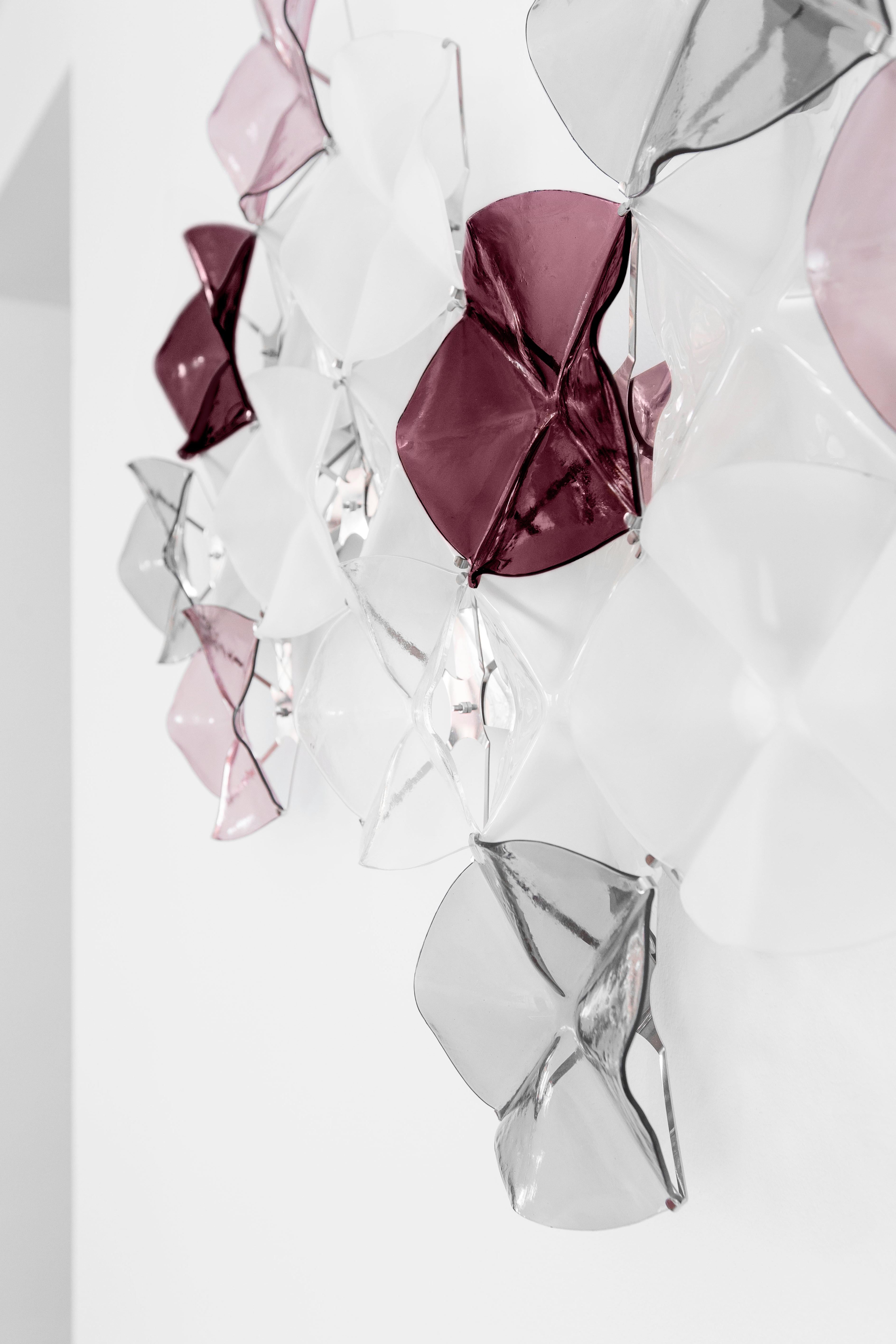 Contemporary LOTO wall art piece. Artisan glass 3D mosaic. Handmade in Barcelona, Spain. For Sale