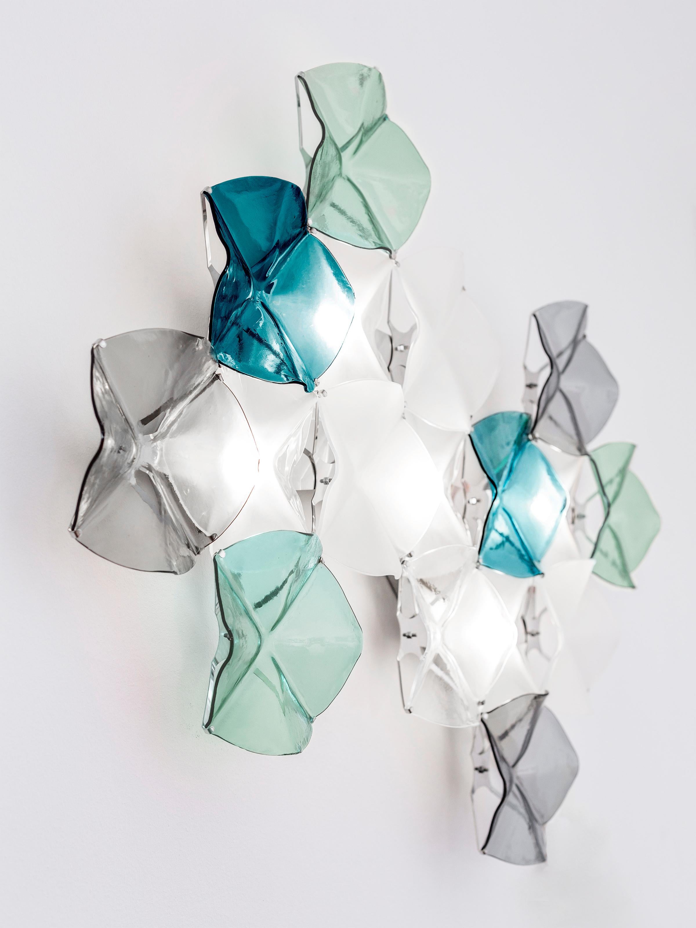 LOTO wall light. Illuminated artisan glass mosaic handmade in Barcelona, Spain. For Sale 4