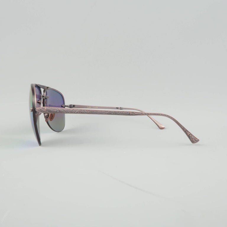 LOTOS Copper Titanium Rainbow Lens Fold Up Aviator Sunglasses at 1stDibs