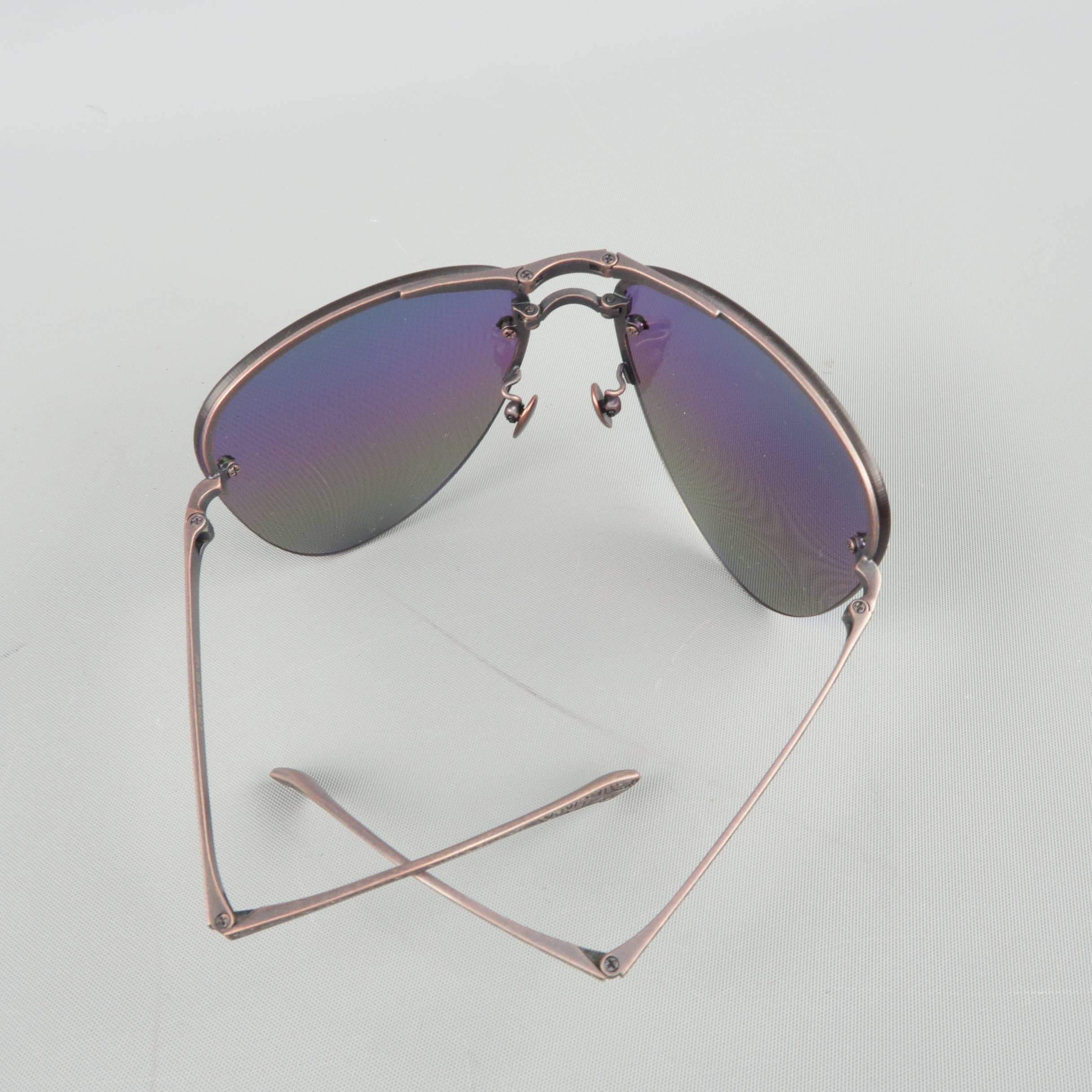 LOTOS Copper Titanium Rainbow Lens Fold Up Aviator Sunglasses In Good Condition In San Francisco, CA