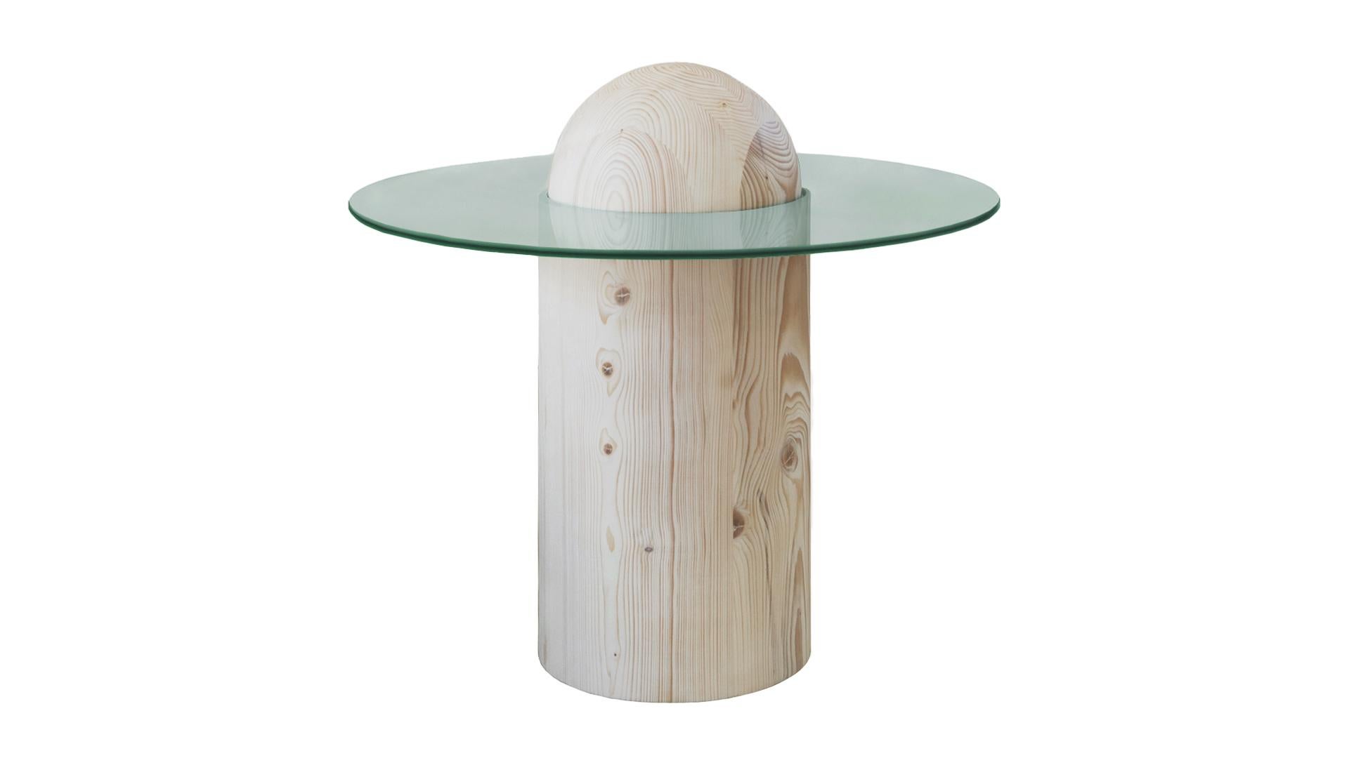 Lotta Side Table by LI-AN-LO Studio
Dimensions: ø 70 x 64 cm.
Materials: Spruce and clear tempered glass.

Clear or bronze coloured glass top options available. Please contact us.

Lotta is a true rebel, she just could not accept to stay below