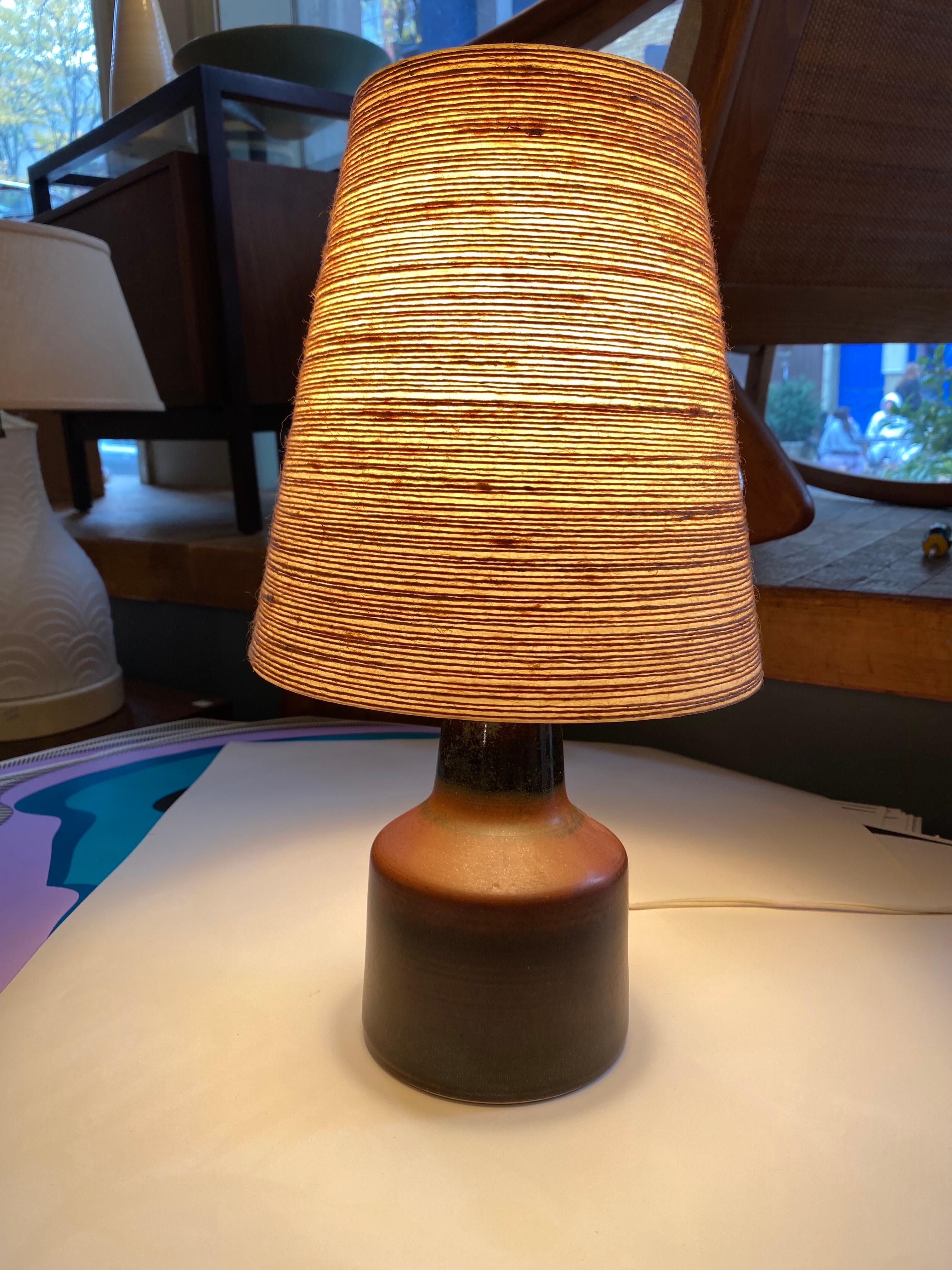 Fiberglass Lotte and Gunnar Bostlund Pair of Table Lamps with Original Shades For Sale