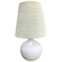 Lotte and Gunnar Bostlund Pearl White Ceramic Table Lamp, 1960s