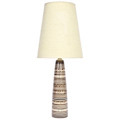 Tall Lotte and Gunnar Bostlund "Tribal" Pottery Table Lamp, 1960's