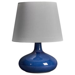 Lotte and Gunnar Bostlund, Table Lamp, Blue Ceramic, Canada, 1960s