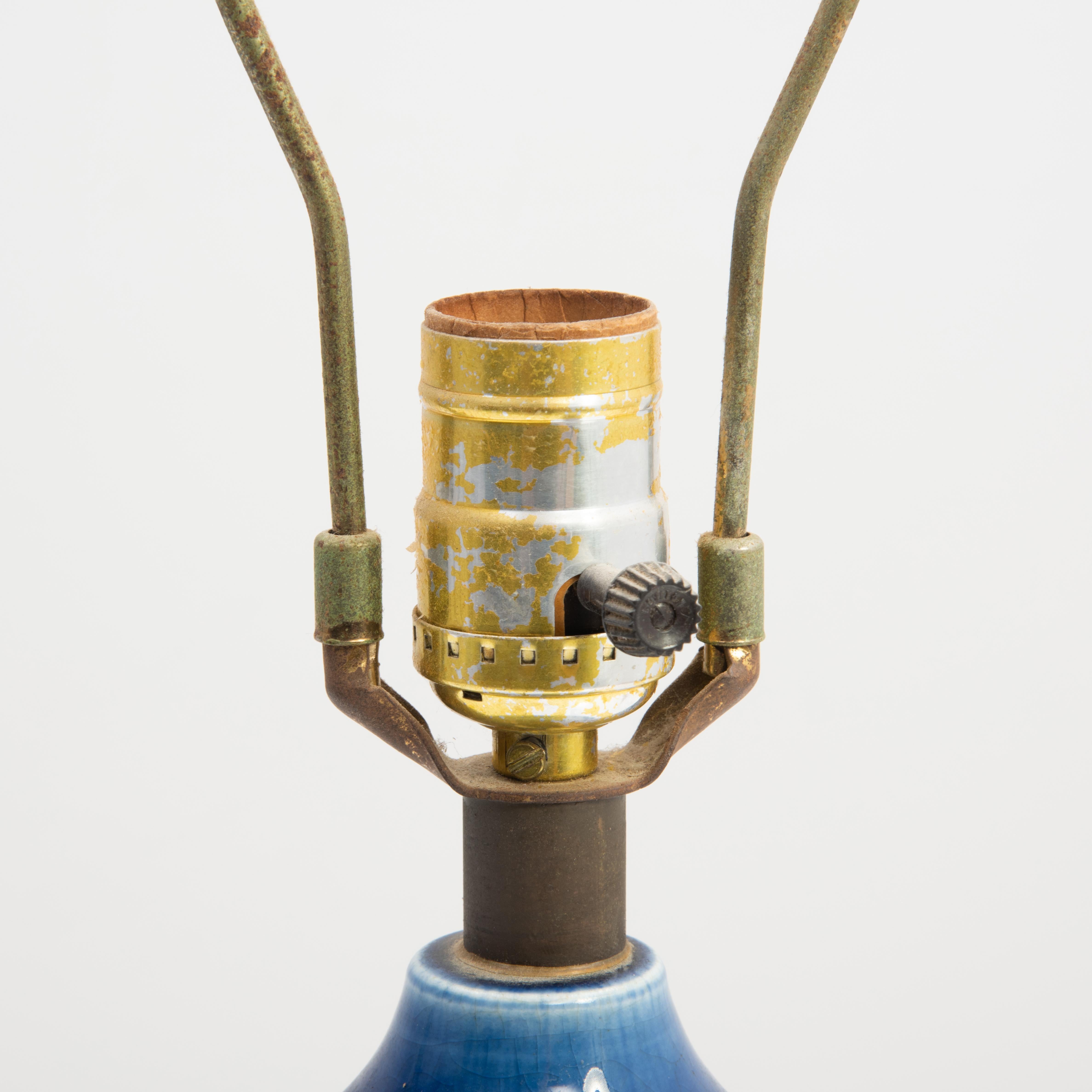 Ceramic  Lotte and Gunnar Bostlund Table Lamp Blue Mid Century 