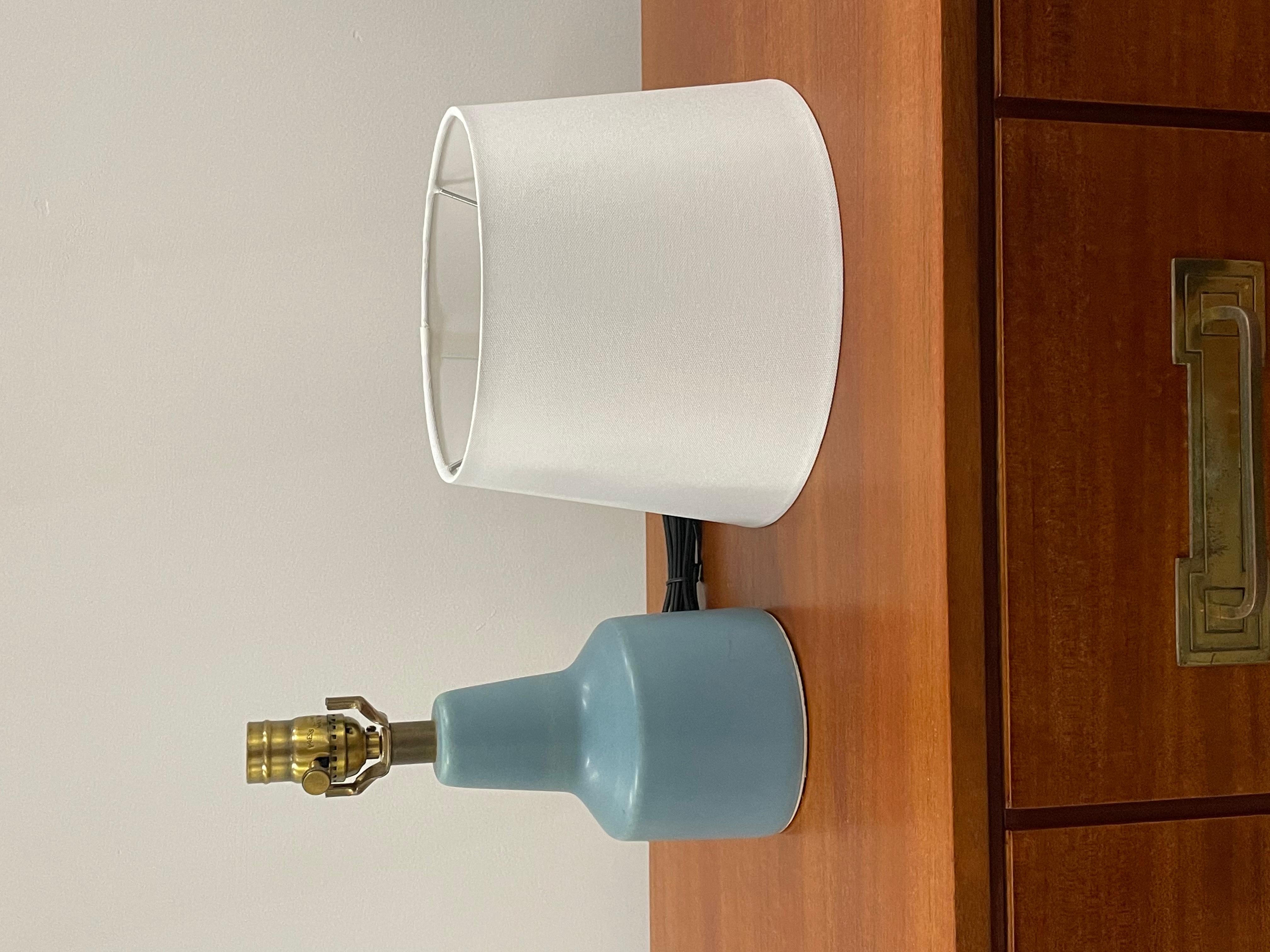 Canadian Lotte and Gunnar Bostlund Table Lamp in Robin’s Egg Blue Ceramic For Sale
