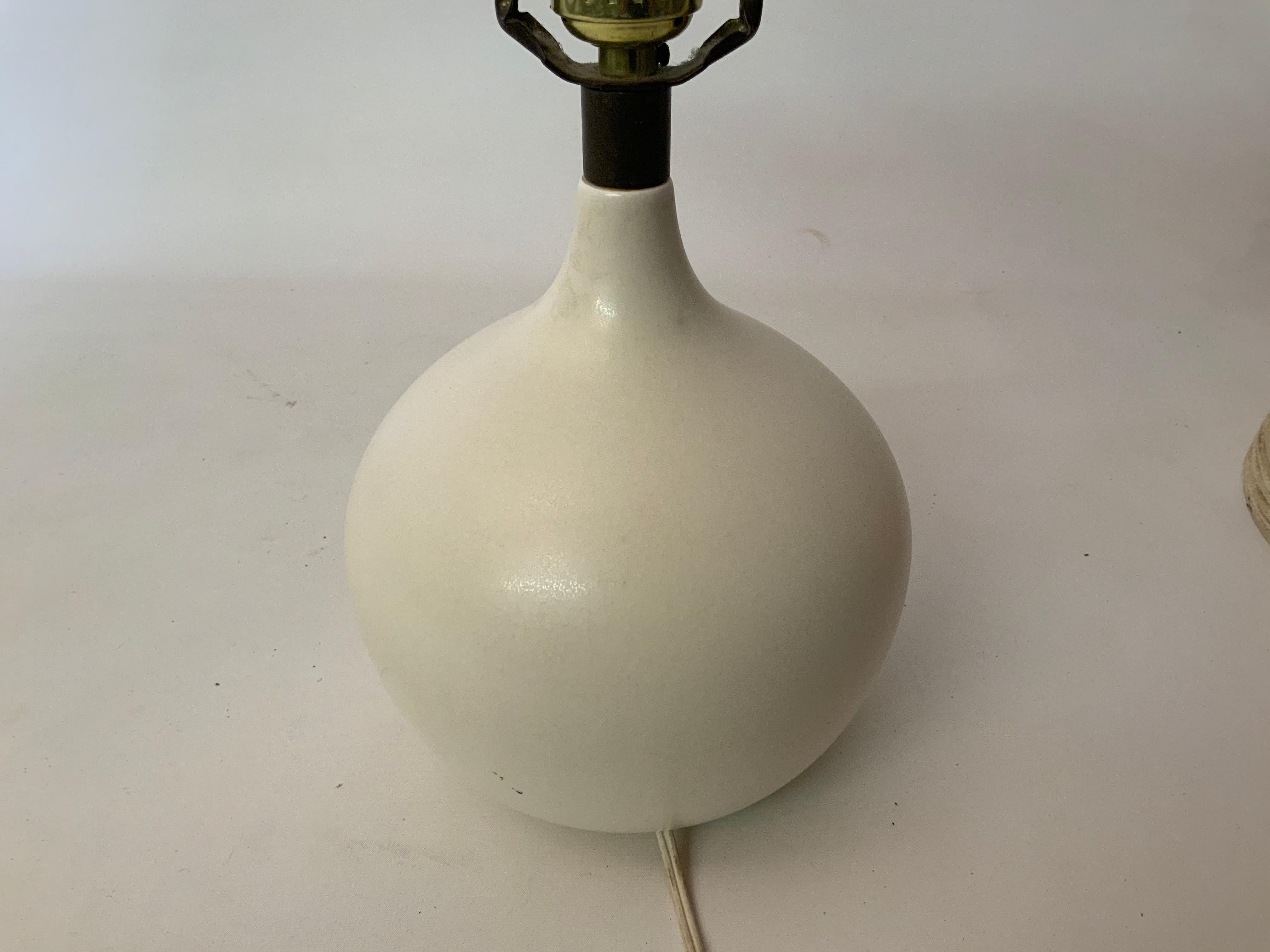 Mid-Century Modern Lotte and Gunnar Bostlund White Ceramic Table Lamp