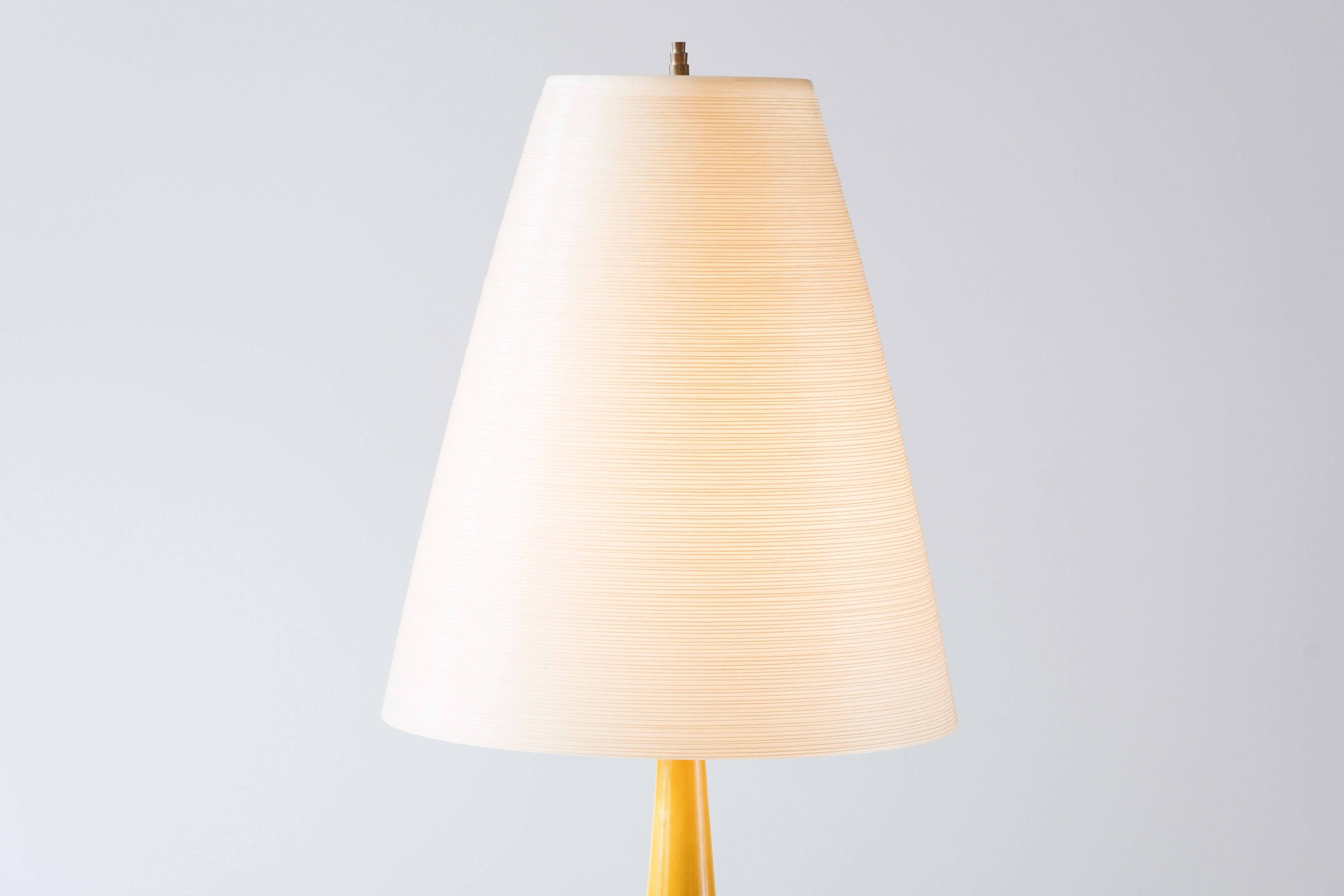 Lotte Bostlund Lamp, Model 100, Tall Ceramic Lamp with Fiberglass Shade In Good Condition In Portland, OR