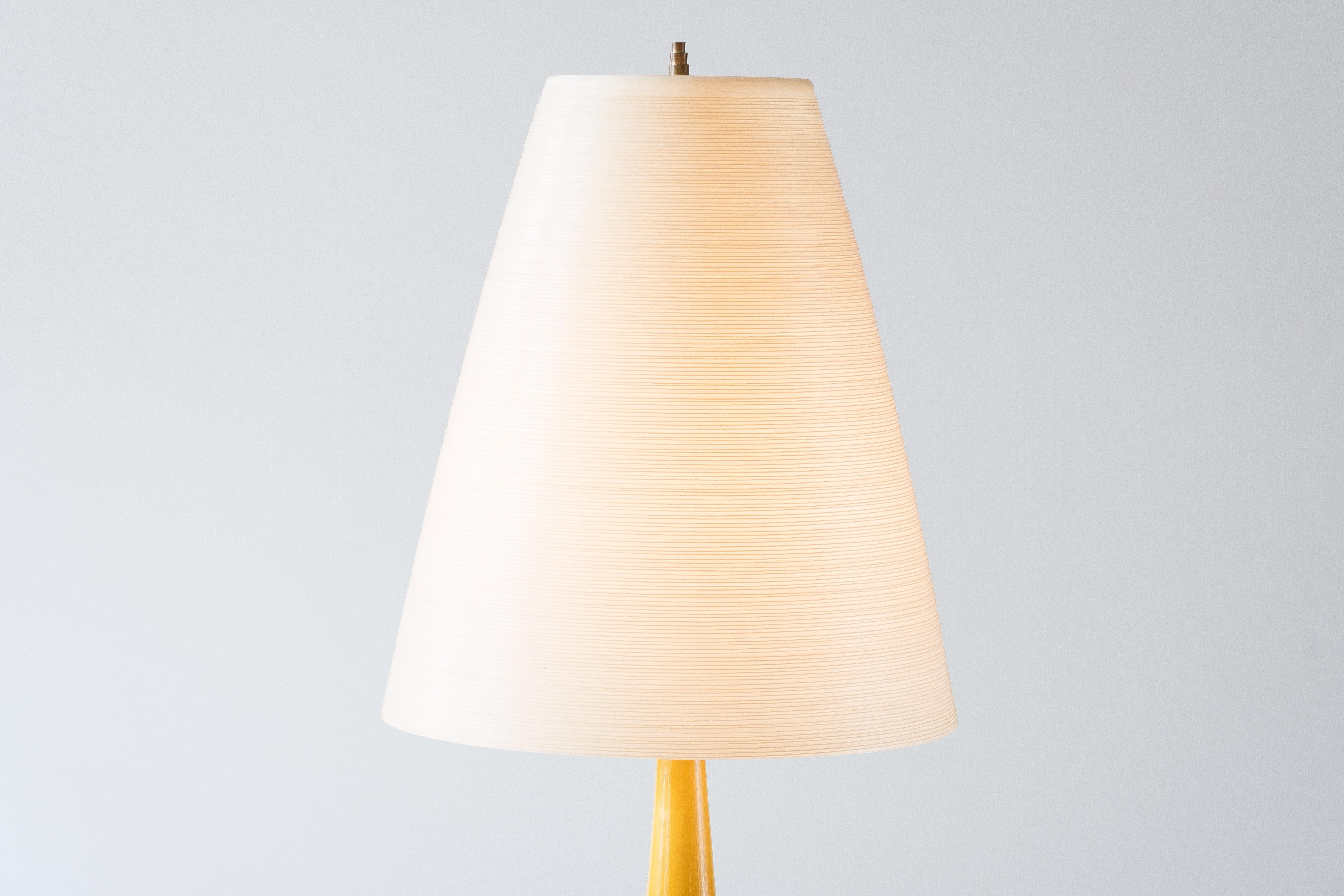 Lotte Bostlund Lamp, Model 100, Tall Ceramic Lamp with Fiberglass Shade In Good Condition In Portland, OR
