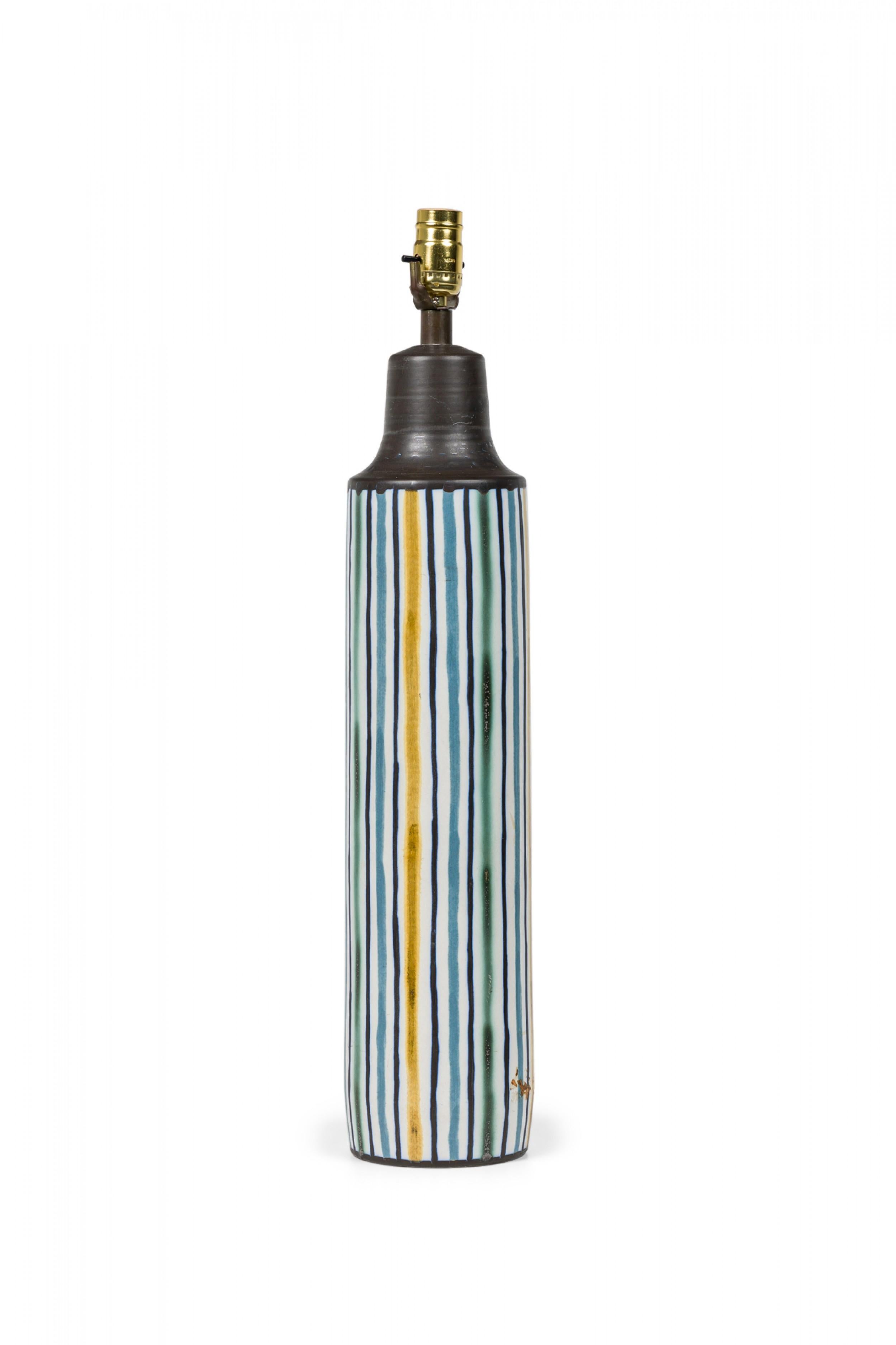 Unknown Lotte & Gunnar Bostlund Danish Ceramic Hand Painted Multi-Color Table Lamp For Sale