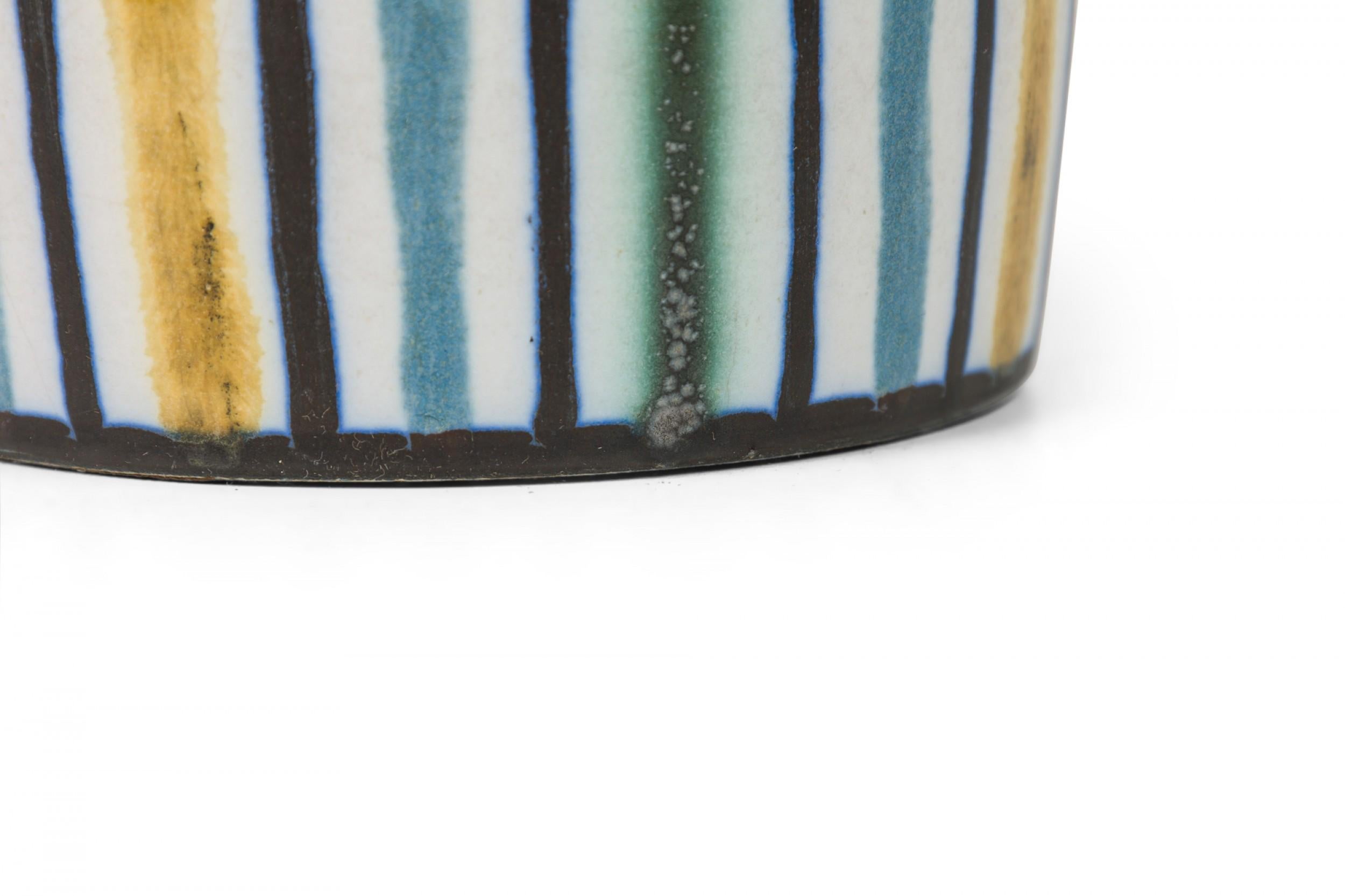 Lotte & Gunnar Bostlund Danish Ceramic Hand Painted Multi-Color Table Lamp For Sale 1