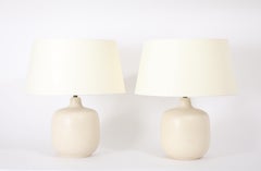 Lotte & Gunnar Bostlund White Ceramic Lamps, USA 1960's