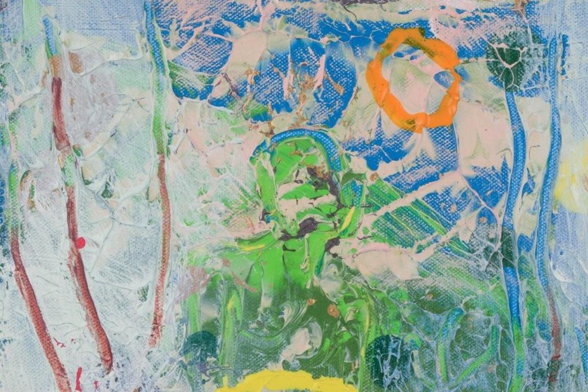 Danish Lotte Kjøller. Mixed media on canvas. Abstract composition. Title: 