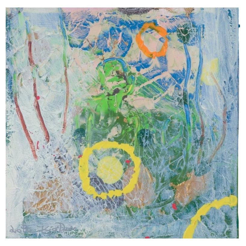 Lotte Kjøller. Mixed media on canvas. Abstract composition. Title: "Circular"