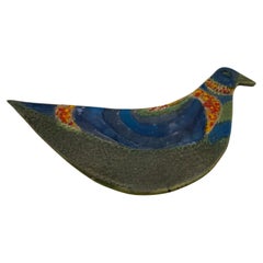 Vintage Lotte Signed Art Pottery Ceramic Bird Wall Mounted Plaque, 1970