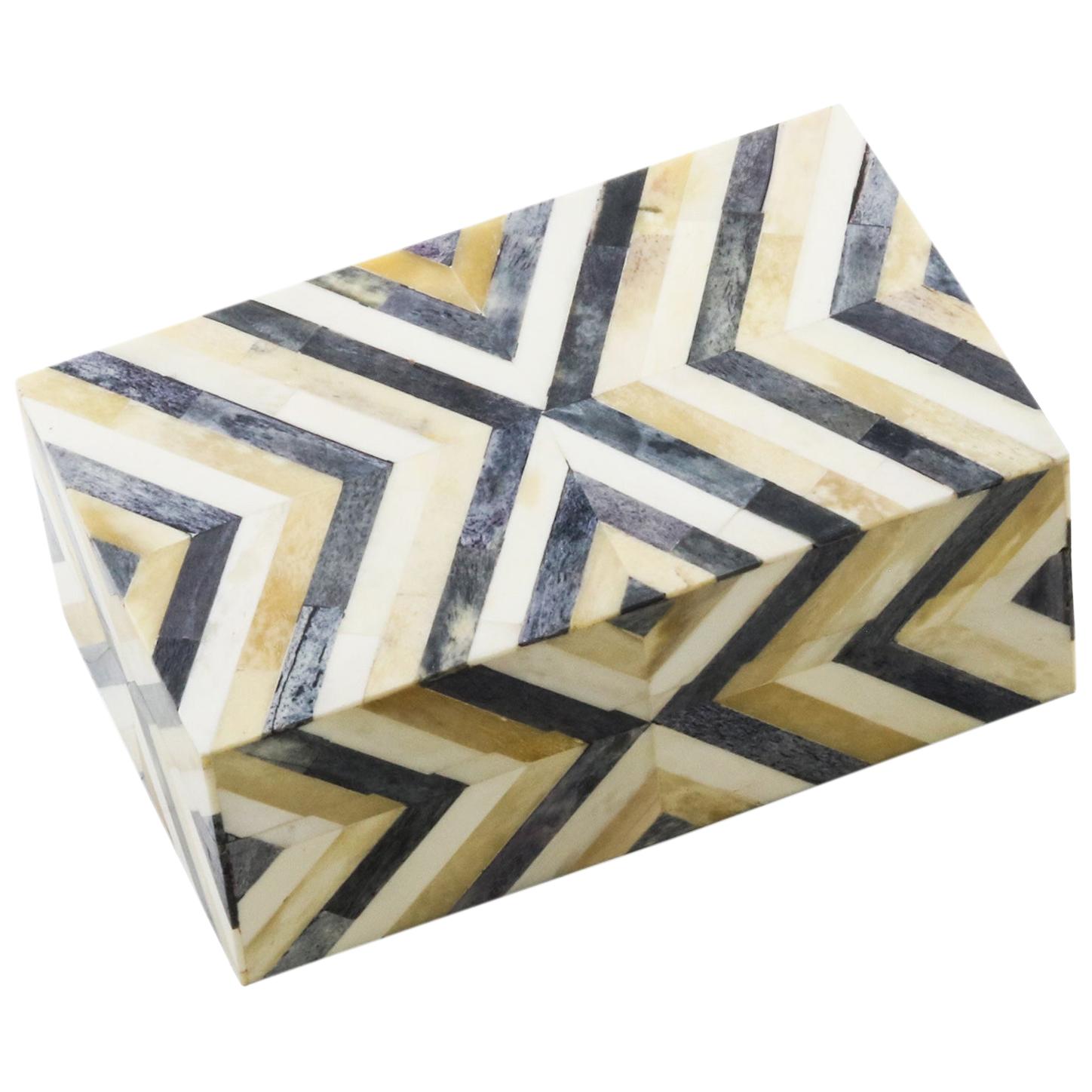 Lottie Box in Ivory and Brown Bone by CuratedKravet