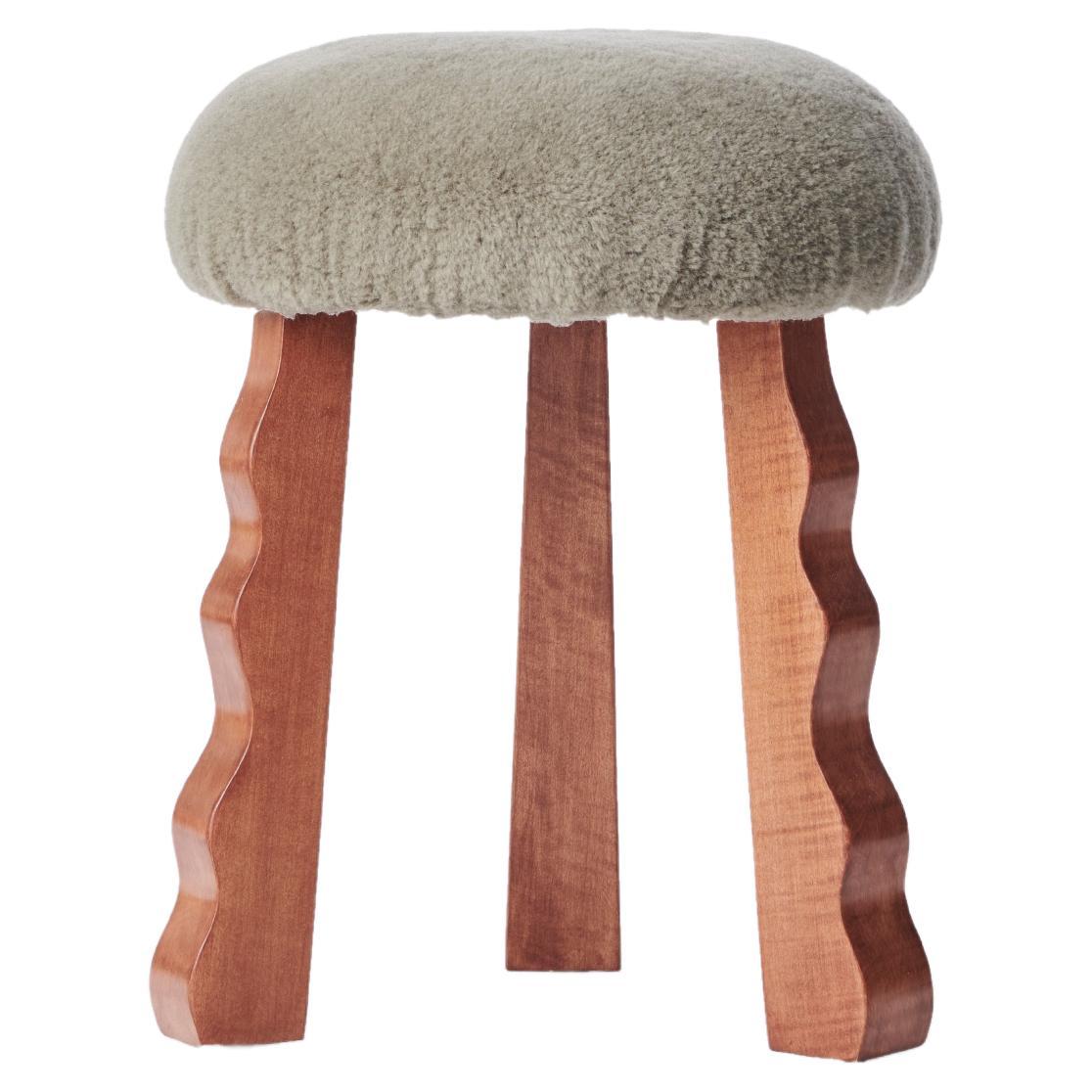 Lottie Stool, Small Shearling Stool by Christian Siriano For Sale