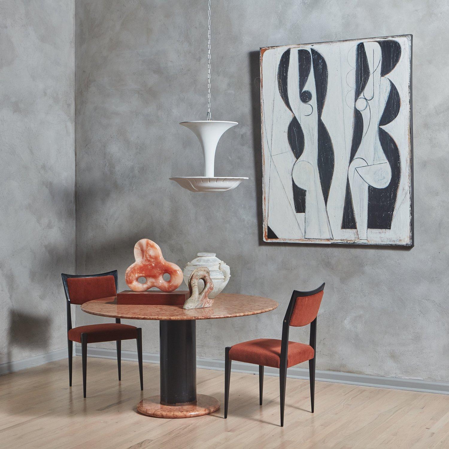 Modern Lotto Rosso Marble Dining Table Attributed to Ettore Sottsass for Poltronova For Sale