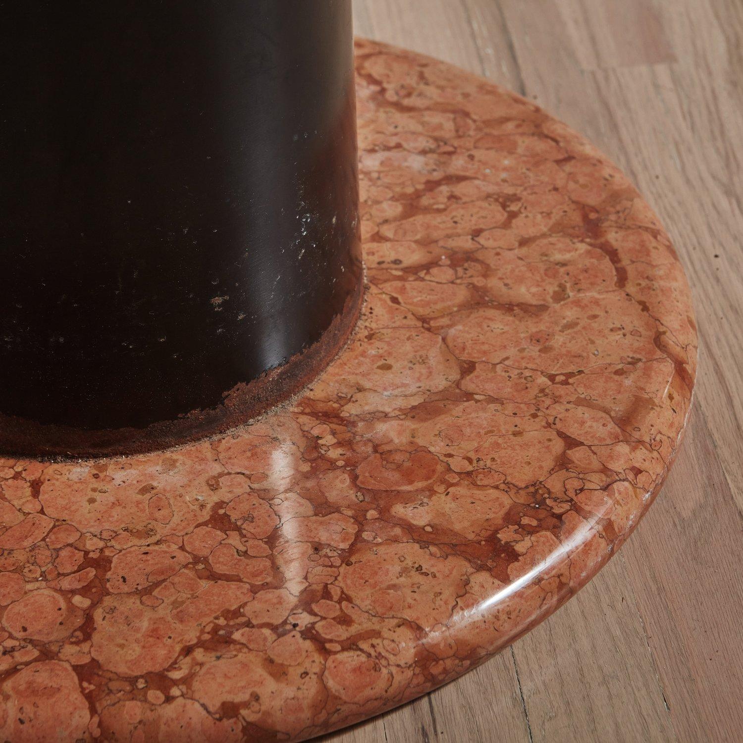 Iron Lotto Rosso Marble Dining Table Attributed to Ettore Sottsass for Poltronova