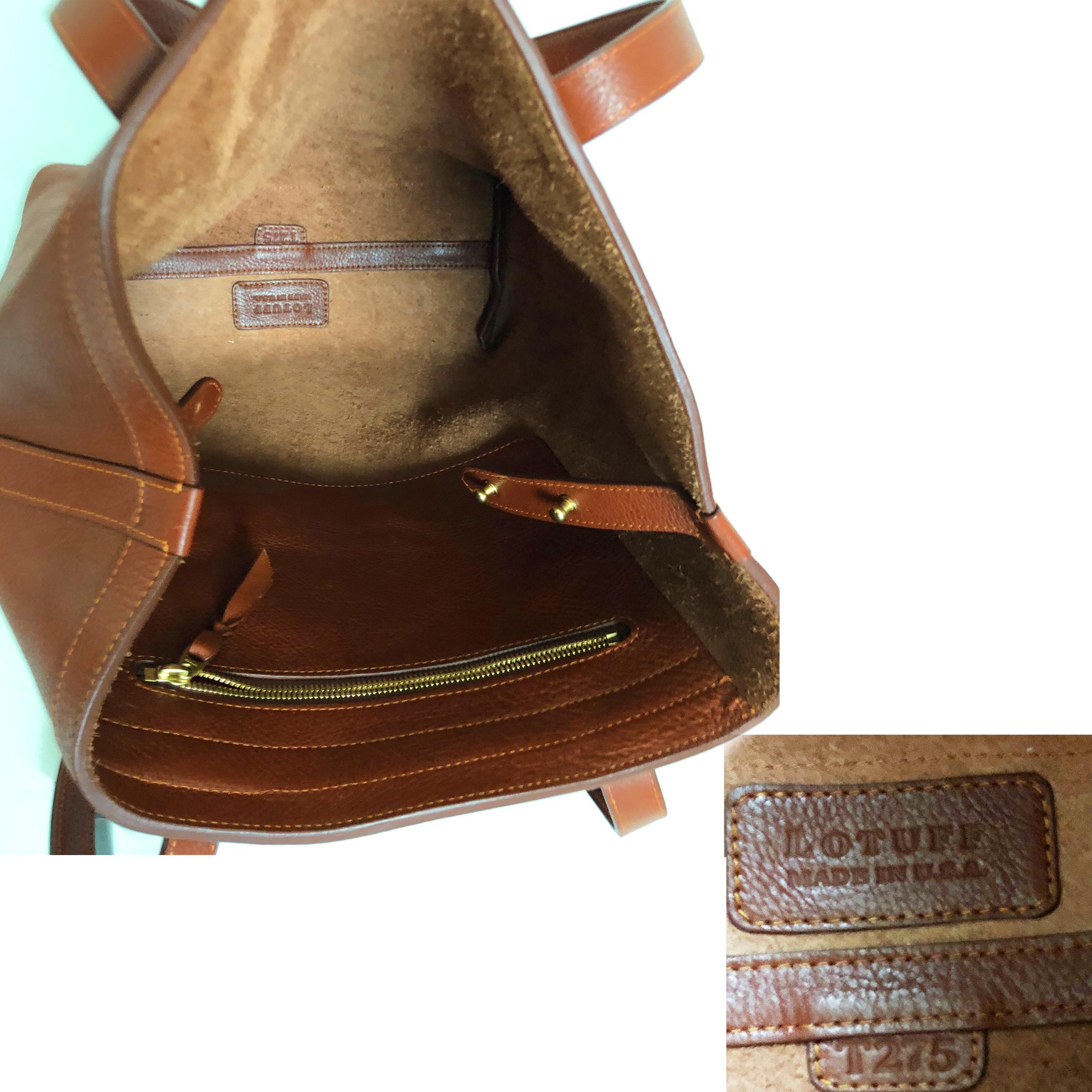 Lotuff Leather Angle Tote Bag Saddle Tan XL Travel Bag  2
